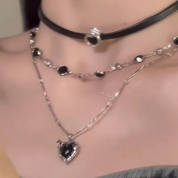 Wholesale Black Leather Rope, Clavicle Chain,   Personalized Design,  Niche Necklace