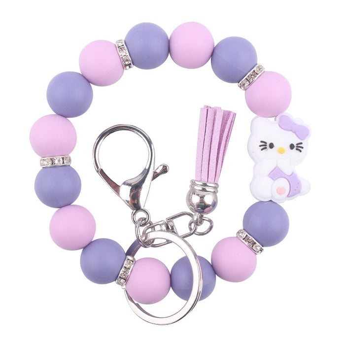 Wholesale Cartoon Silicone Beaded Wrist Keychain JDC-KC-GuangTian037