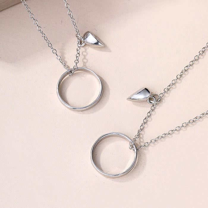Wholesale New jewelry, niche alloy pendant, personalized couple love, double-layer layered necklace set