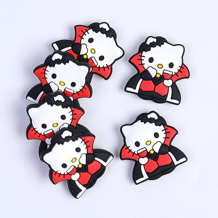 Wholesale of 10PCS Kitty Cat Silicone Cartoon Halloween Beads JDC-BDS-HeX005