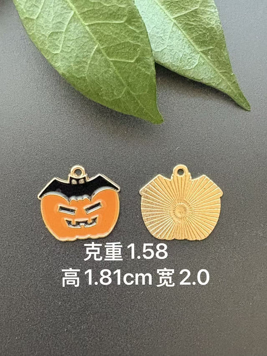 Wholesale  Pumpkin Head DIY Jewelry Accessories Yellow Zinc Alloy Charms For Necklace Bracelet Earrings Keychain Party Gift
