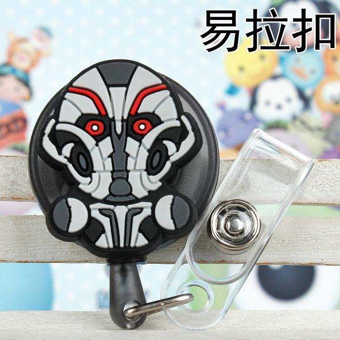 Wholesale Cartoon Badge Scroll Retractable Plastic Keychain JDC-KC-LuoKe002