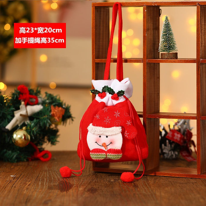 Wholesale Christmas Neck Gift Bag Happy Decal Flower Handbag Candy Bag Cartoon Children' s Handbag Apple Bag Gift Bag