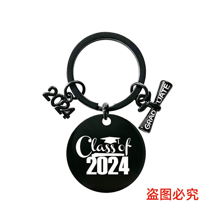 Wholesale Graduation Season Gift Round Stainless Steel Keychain JDC-KC-GangGu049