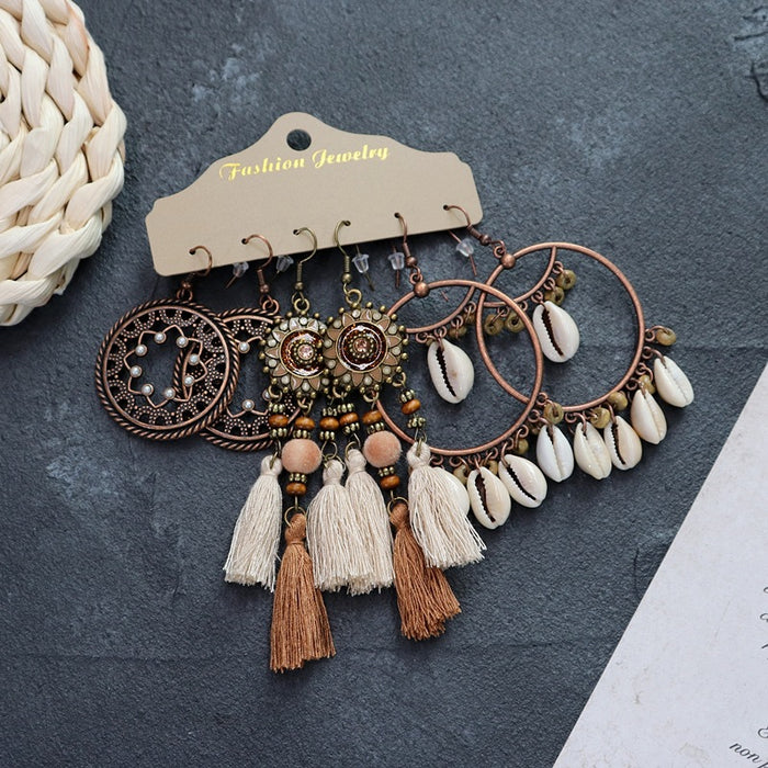 Wholesale Bohemian Ethnic Style Long Alloy Earrings JDC-ES-Luox011