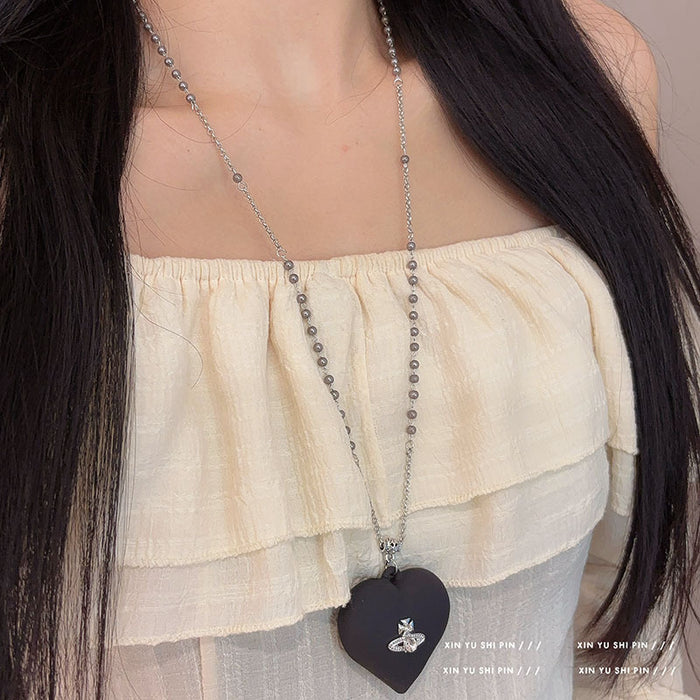 Wholesale Love Pearl Necklace Long Fashionable Versatile Sweater Chain Light Luxury Premium Sweater Chain Neck Chain