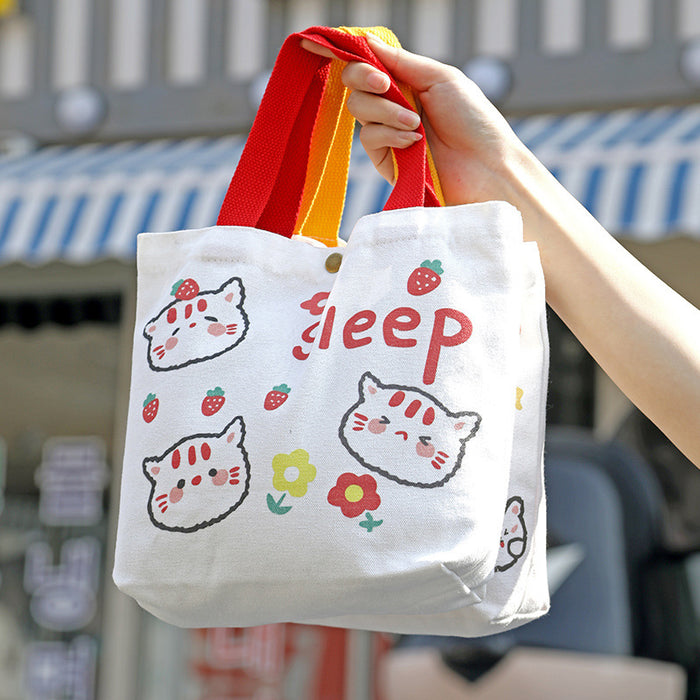 Wholesale Cartoon Hand Carrying Shopping Canvas Bag Children's Birthday Bag Accompanying Gift Bag Student Mini Handbag Set Printing