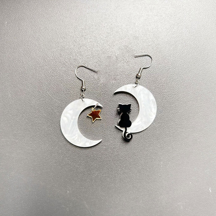 Wholesale Cat Acrylic Earrings Moon Star Design Fashion Jewelry Accessory MOQ≥2