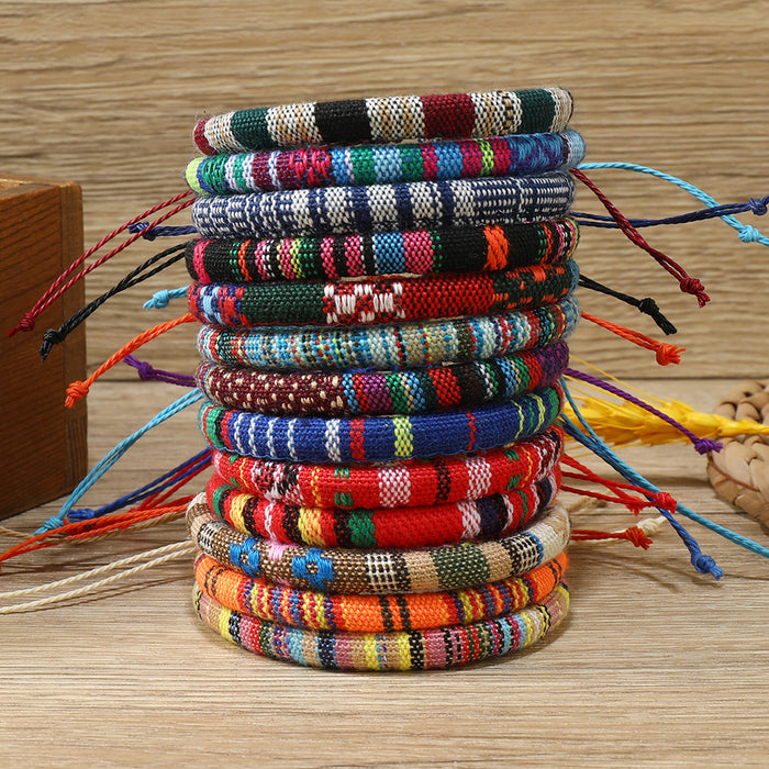 Wholesale Hot Sale Bohemian Ethnic Style Hand-woven Bracelets Colorful Surfing Cloth Bracelets Friendship Bracelets JDC-BT-XH006