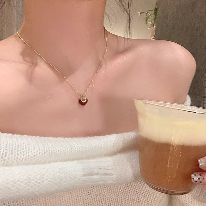 Wholesale  Red Necklace Women's  Elegant Clavicle Chain Love Accessories