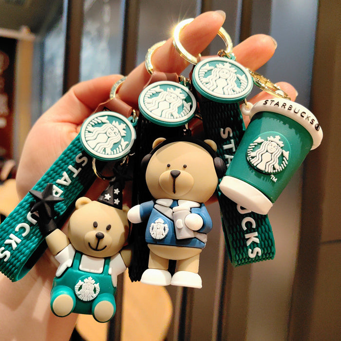 Wholesale Cute Bear Doll Car Milk Tea Cup Pendant Keychain JDC-KC-ShuoT007