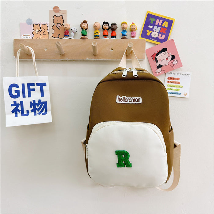 Wholesale Letter Contrast Nylon Children's Backpack JDC-BP-YuanDuo082