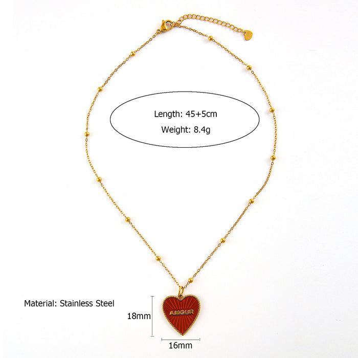 Wholesale Original design color rope necklace paired with stainless steel heart-shaped oil drop pendant, personalized DIY accessory