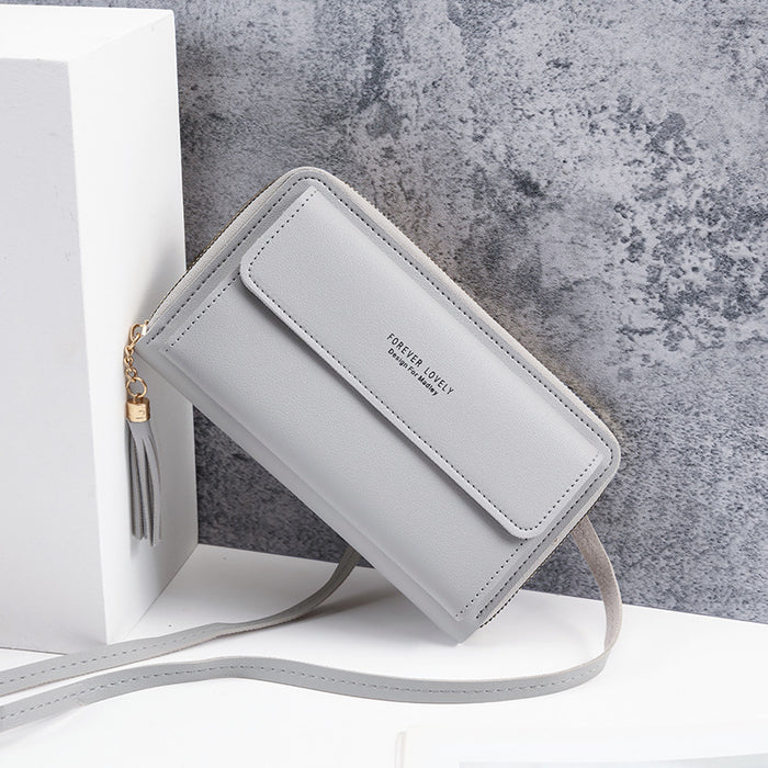 Wholesale PU Crossbody Bag with Tassel Light Pink Women' s Phone Bag Everyday Fashion Accessory MOQ≥3