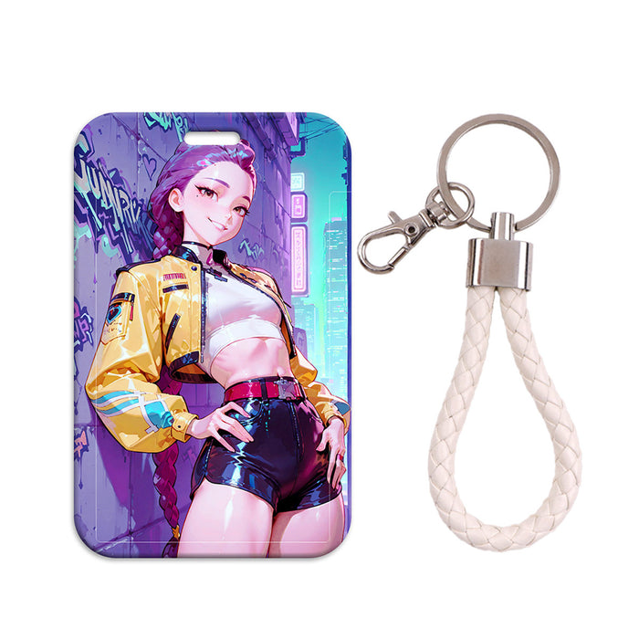 Wholesale 5 pcs KPOP Women' s Lanyard Hard Case Multi-functional Protective Card Holder Keychain