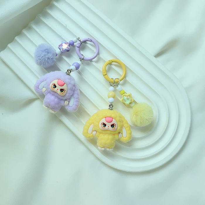 Wholesale Bowknot Flocking Big Ear Cartoon Keychain Schoolbag Pendant