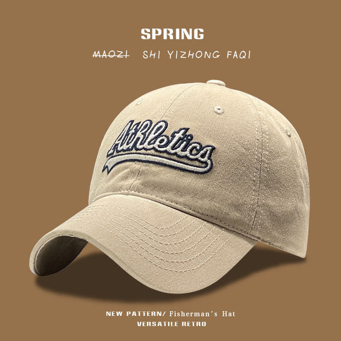 Wholesale Vintage baseball cap with widened embroidered letters, versatile sun shading duckbill cap