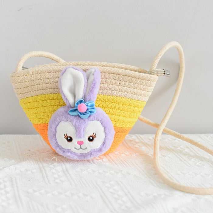 Wholesale  small bag children's straw bag Mini small bag children's shoulder bag beach play messenger bag