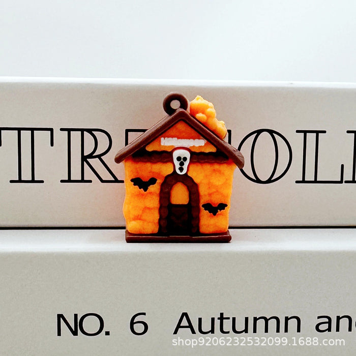 Wholesale Halloween Pumpkin Ghost Keychain Charm Soft Glue Bag Charm Gift MOQ≥2