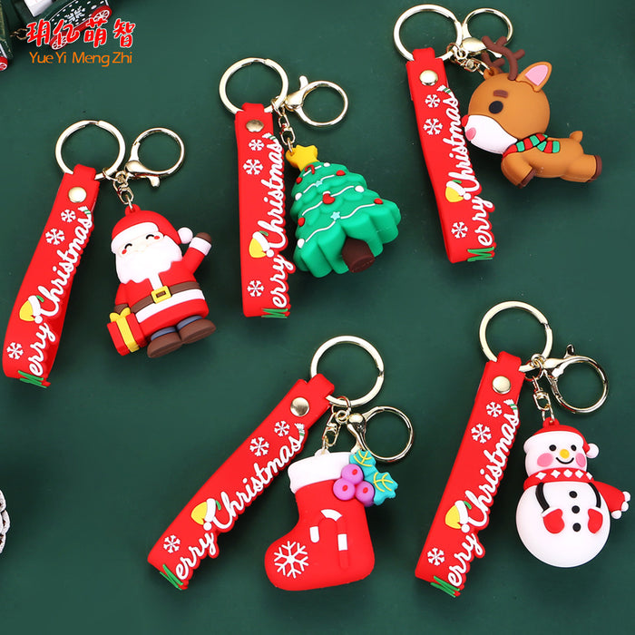 Wholesale Christmas Cartoon Elk Doll Silicone Keychain JDC-KC-YueY010