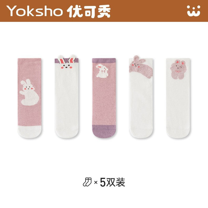 Wholesale New Autumn and Winter Cartoon Girls' Calf Socks Straight Board Socks Cute Cartoon Children's Trend Straight Tube Cotton Socks JDC-SK-SL010