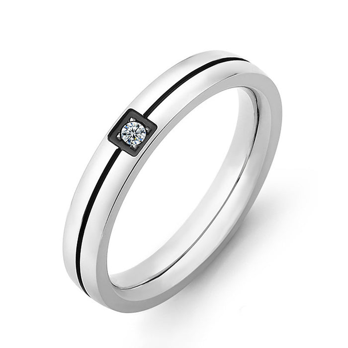Wholesale Accessories Trendy Fashion Pair Ring Color blocked Diamond inlaid Titanium Steel Ring Stainless Steel Ring