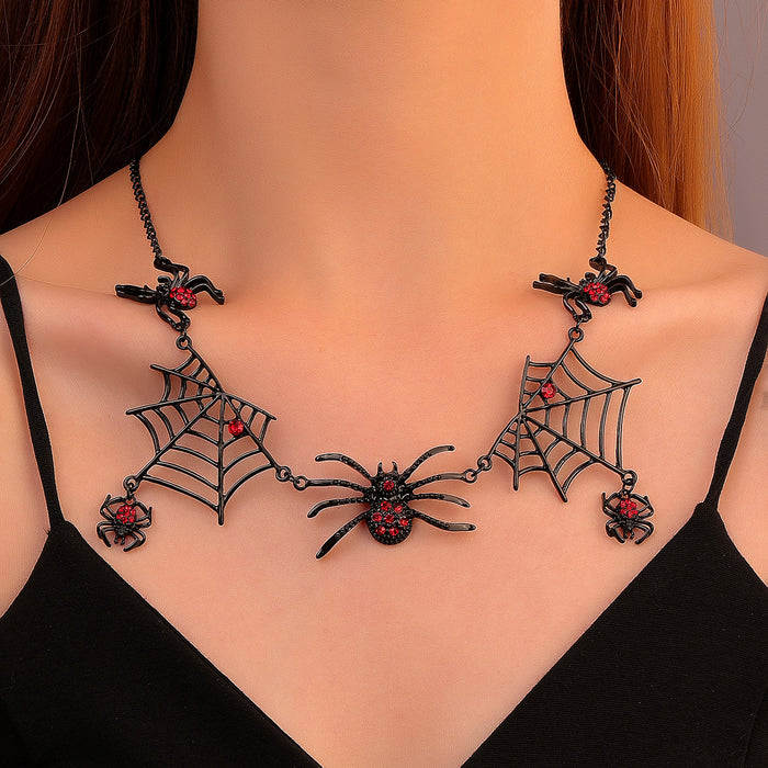 Wholesale exaggerated spider web clavicle chain retro Gothic dark Halloween necklace jewelry