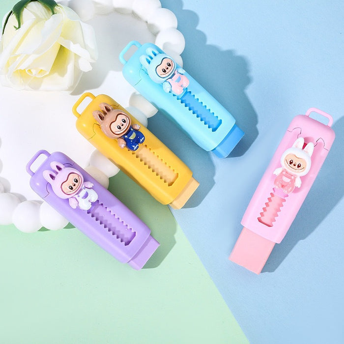 Wholesale Push-pull eraser for primary school students'  exam stationery cute eraser stationery