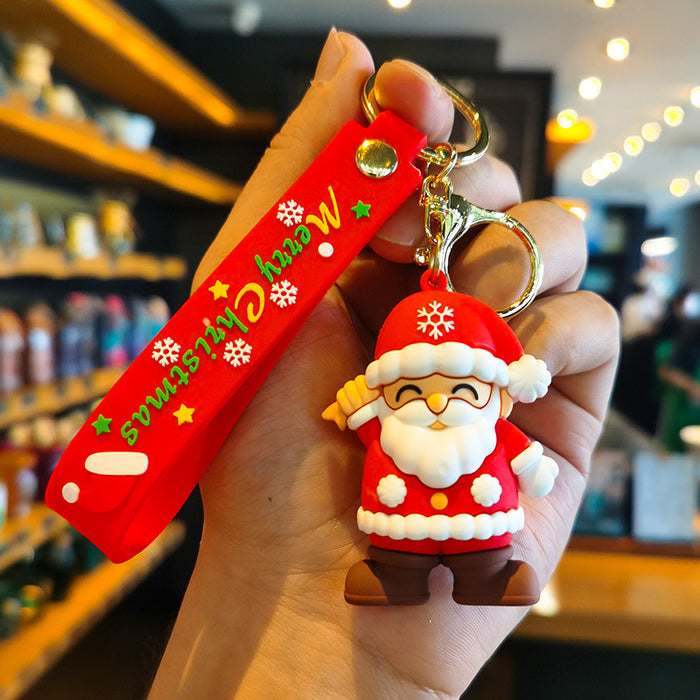 Wholesale Cartoon Santa Claus 3D Doll Rubber Keychain JDC-KC-Tingm034