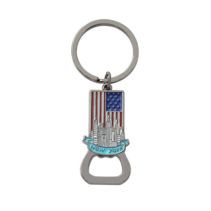 Wholesale 5PCS Independence Day Bottle Opener Shape Zinc Alloy Keychain JDC-KC-GYu003