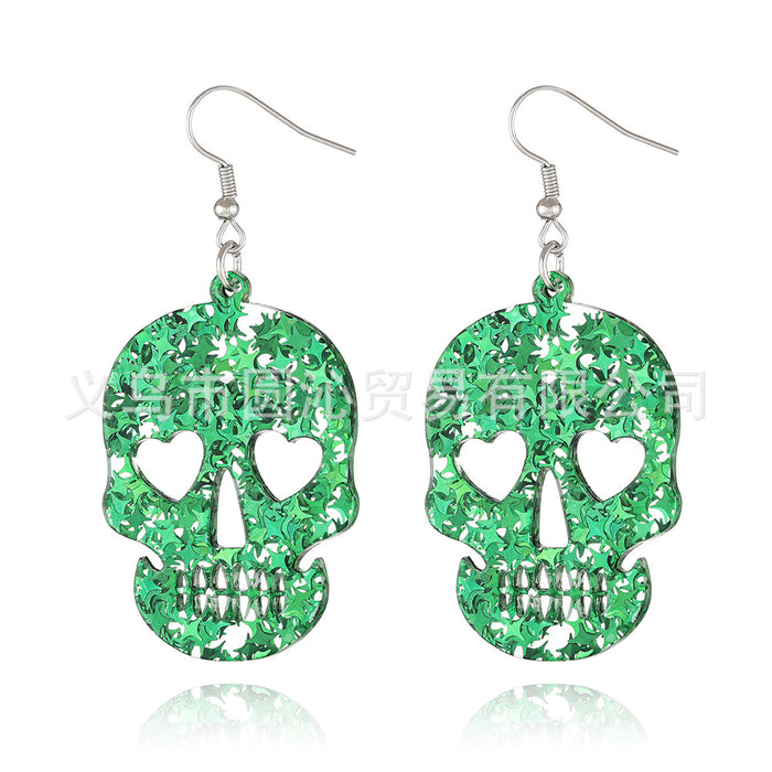 Wholesale Star sequins acrylic earrings women' s simple personality  skull pendant plate earrings