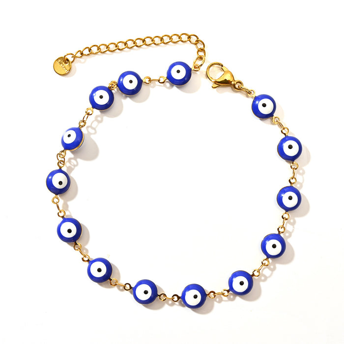 Wholesale Fashion classic style color preserving electroplated stainless steel Devil's Eye ankle chain multi-color wholesale