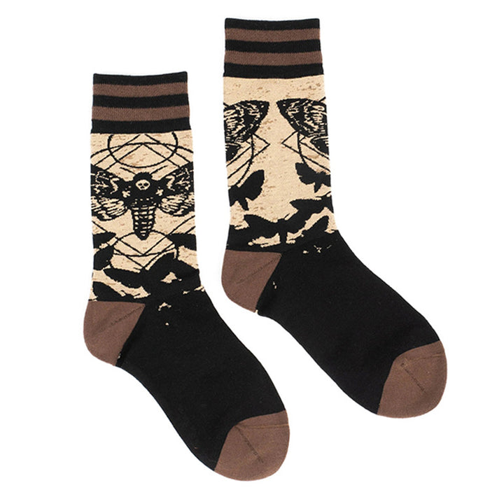 Wholesale Gothic Retro Jacquard Skateboard Mid Cap Cotton Socks JDC-SK-QiMao001