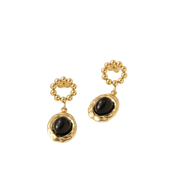Wholesale Titanium Steel Geometric Steel Bead Zircon Pendant Earrings with High Quality, Fashionable and Color Preserving Earrings and Accessories Wholesale