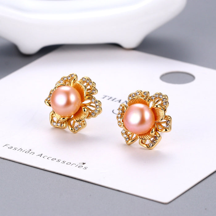 Wholesale Petal Pearl Earrings JDC-ES-YZS004