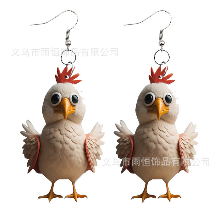 Wholesale Farmhouse Style Acrylic Chicken Series Earrings JDC-ES-Yuhen008