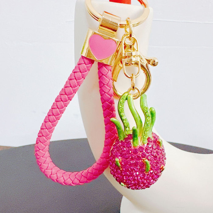 Wholesale Cute Rhinestone Strawberry Pineapple Fruit Alloy Keychain JDC-KC-ZhanLun003