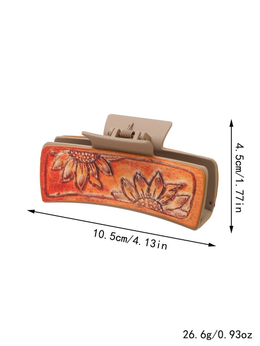 Wholesale West Denim Style Leather Hairpin Cactus Clamp Women Shark Clip