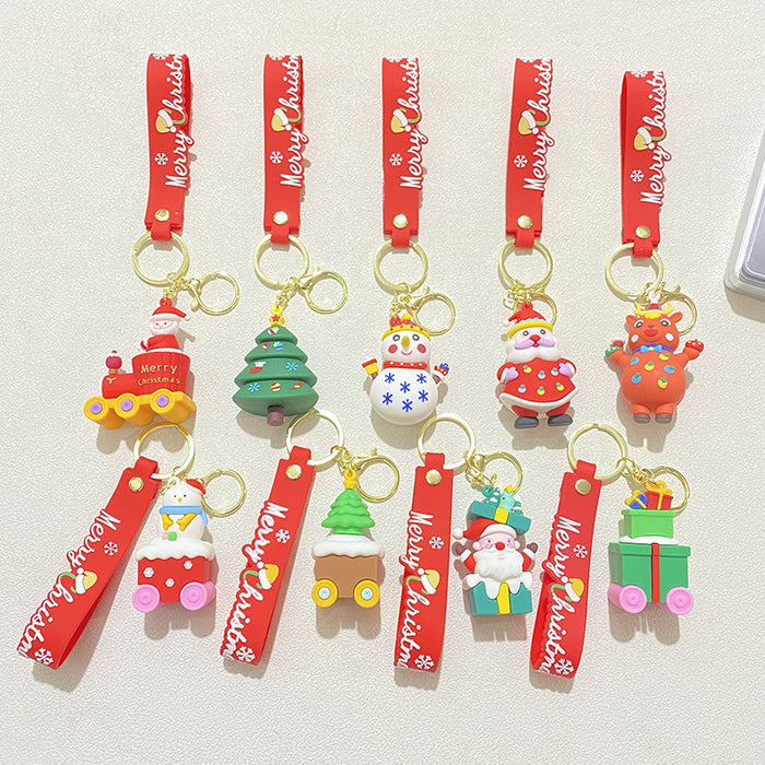 Wholesale Santa Snowman Keychain Car Bag Christmas Snowman Keychain Doll Machine Pendant Small Gift