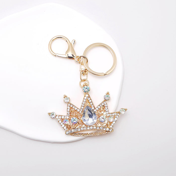 Wholesale Zinc Alloy Crystal Crown Keychain Stylish Car Key Accessory MOQ≥2
