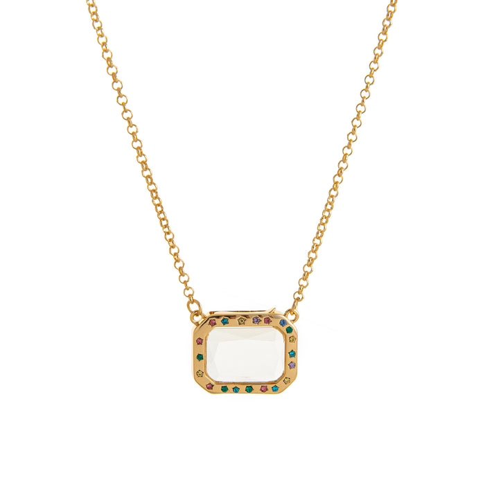 Wholesale Retro-style DIY pendant with hollow design,  transparent box necklace