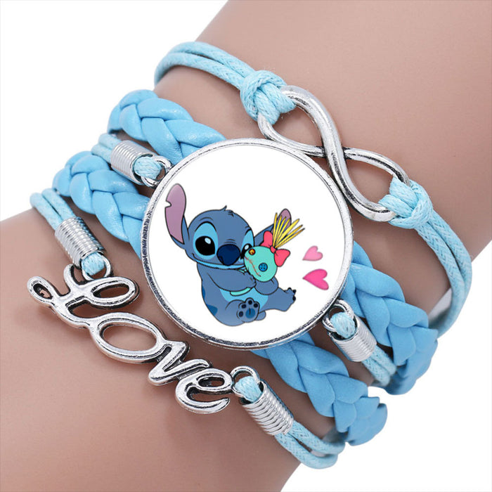 Wholesale Cartoon Braided Multi-layer Gemstone Cowhide Bracelet JDC-BT-NH021