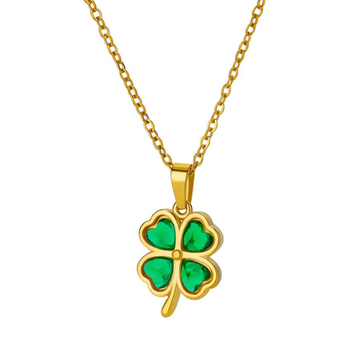 Wholesale Four-leaf clover flower  retro chain necklace