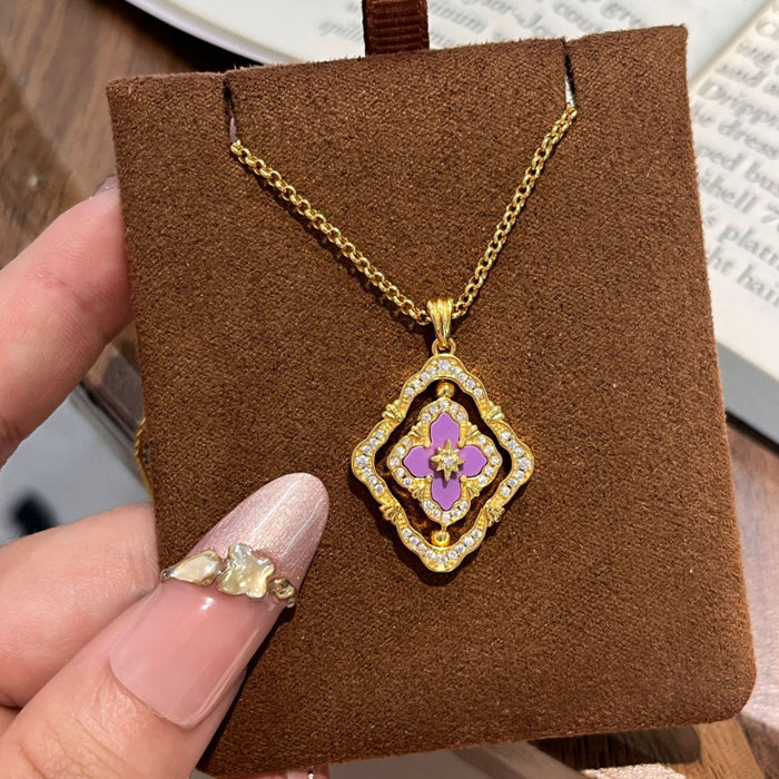 Wholesale Rotating Four-Leaf Clover White Shell choker necklace