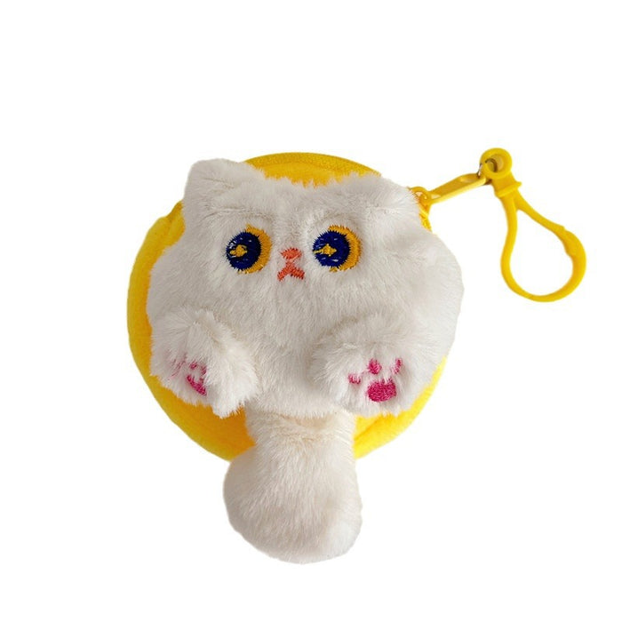 Wholesale Cartoon Plush Coin Purse Cute Mini Soft Cute Cat Coin Storage Bag Student Portable Earphone Bag