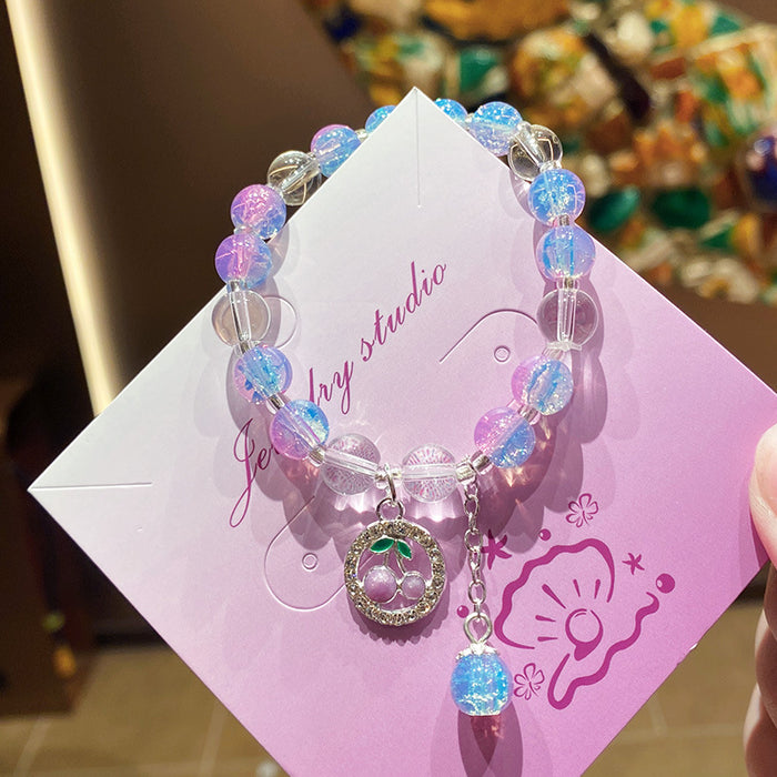 Wholesale Cherry Design Glass Beaded Bracelet Fashion Jewelry Accessory MOQ≥3