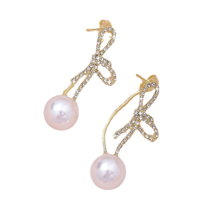 Wholesale Silver Needle Earrings, New Butterfly Knot Pearl Earrings, Design Sense, Advanced Earnail Earrings, Jewelry