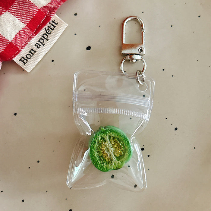 Wholesale Resin Fruit Keychain Set Half Cut Cantaloupe Loquat Lychee Bag Charm Phone Pendant Boutique Resale