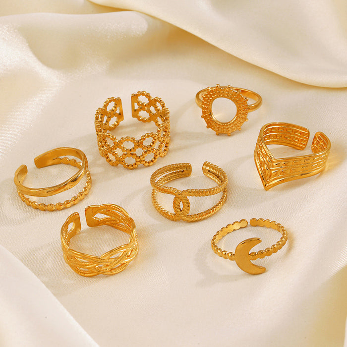 Wholesale Stainless Steel Gold Plated line cross Adjustable rings