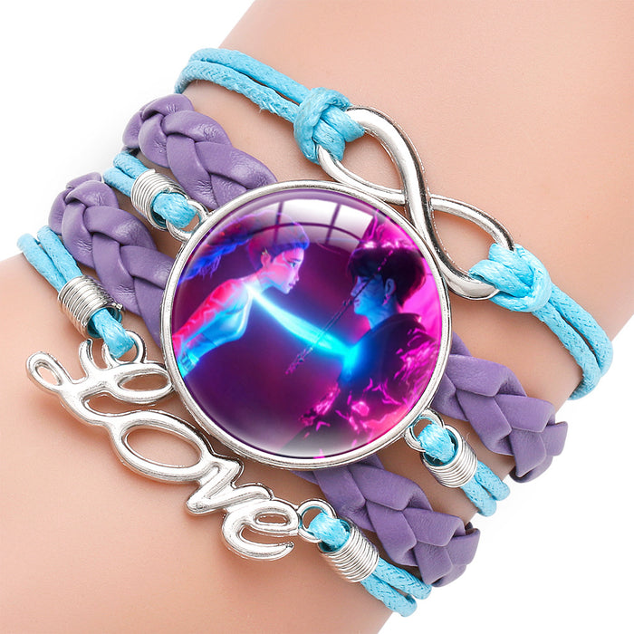 Wholesale KPOP Color Block Multi-Layer Braided Adjustable Bracelet